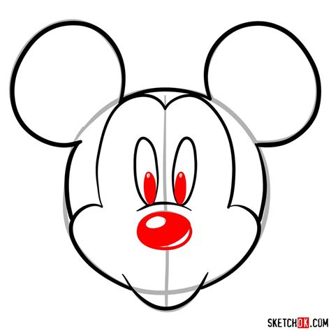 Draw The Face Of Mickey Mouse Front View Sketchok