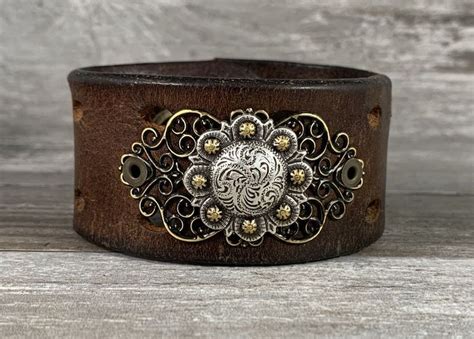 Belt Cuff Bracelet Hand Stamped Cuff Bracelet Leather Wrap Bracelet