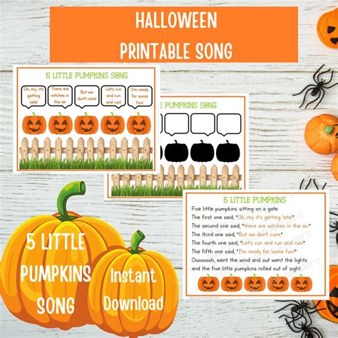 5 Little Pumpkins Song Halloween Songs Toddler Preschool Etsy