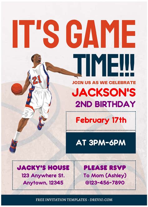 Free Editable Pdf Cool Basketball Birthday Invitation Templates