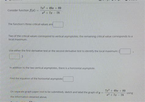 Solved Consider Function F X X2 7x−787x2 49x 89 The