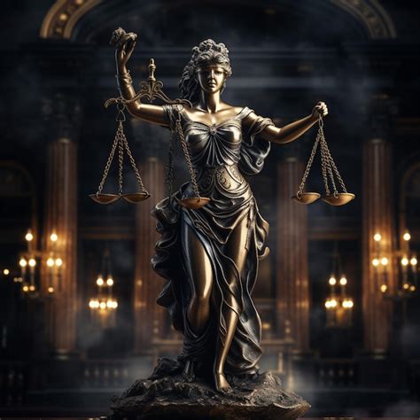 Lady Justice Em Um Fundo Escuro Foto Premium