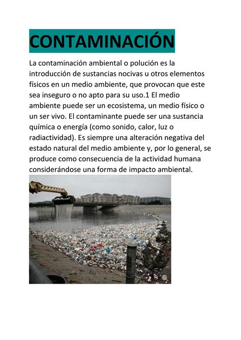 SOLUTION Contaminación Studypool