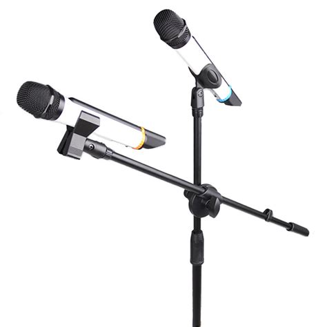 Degree Rotating Microphone Stand Dual Mic Clip Boom Arm Foldable