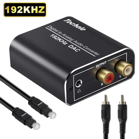 DAC STEREO AUDIO Digital Analogue Converter 192kHz Optical Toslink RCA