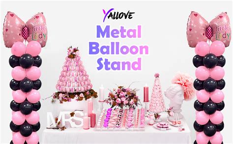 YALLOVE Heavy Duty Metal Balloon Stand Set Of 2 Height Adjustable From