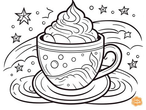 Hot Cocoa Coloring Page For Adults Free Printable