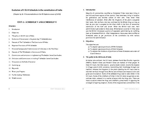 Evolution Of 5th And 6th Schedule In The Constitution Of India 1 V And V