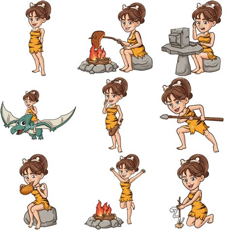 Vector Cavewoman Cartoon Character Bundle FriendlyStock