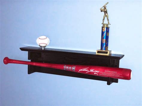 Horizontal Single Baseball Bat Rack With Trophy Or Ball Shelf Etsy