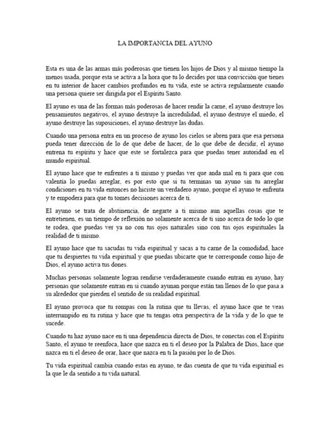 La Importancia Del Ayuno Pdf Jonás Rápido
