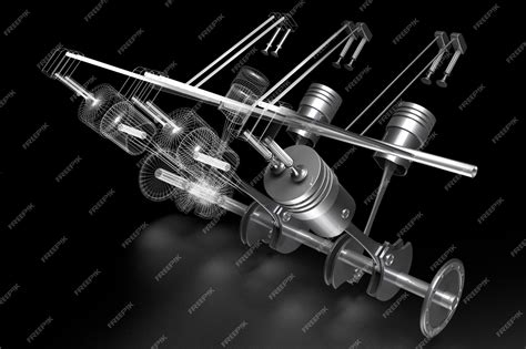 premium photo  cylinder car engine model isolated  black background