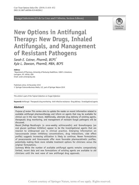 New Options In Antifungal Therapy New Drugs Inhaled Antifungals And