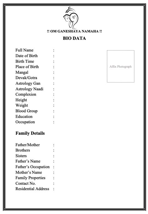 35 Marriage Biodata Formats In Word Pdf Free Download Download A Marriage Biodata Template For