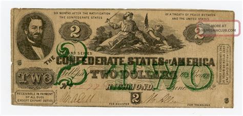 1862 T 43 2 The Confederate States Of America Note Civil War Era