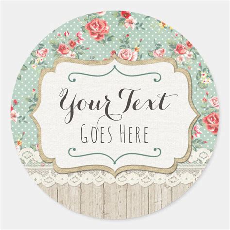 Shabby Chic Roses Lace And Burlap Vintage Boutique Classic Round Sticker