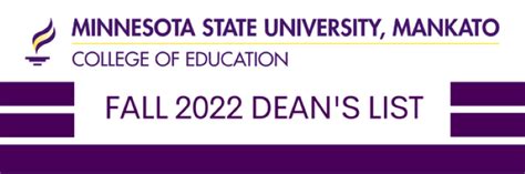 Coe Fall 2022 Deans List Minnesota State University Mankato