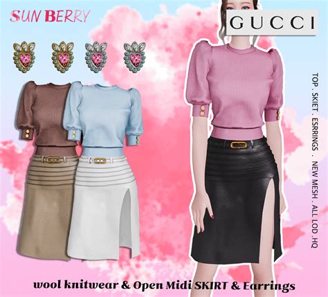 Sunberry Gucci Top Skirt Earrings Sunberry On Patreon Sims