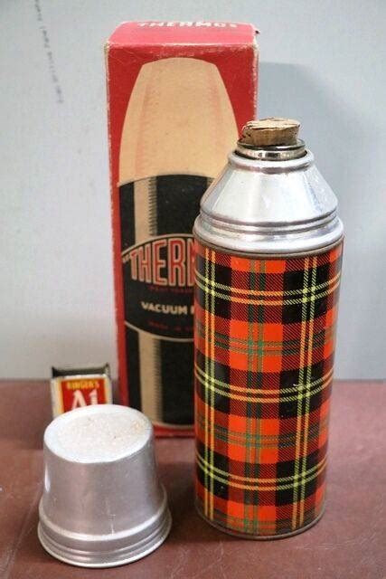 Vintage Tartan THERMOS Vacuum Flask XXXX Antique Complex