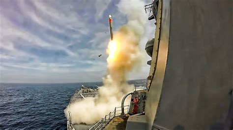 Navy Ship Test Fires Tomahawk Cruise Missile Split Views YouTube