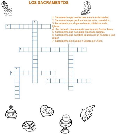 A Crossword Puzzle With The Words Los Sacramentos And Other Things In