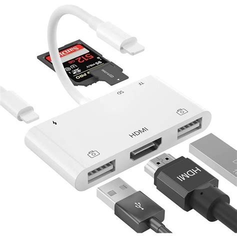 Hub Usb Limics24 Hdmi Otg Lighting Vers Av Numérique 6 En 1 Lecteur