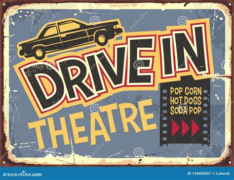 Drive in Theater Vintage Sign Design Stock Vector - Illustration of ...