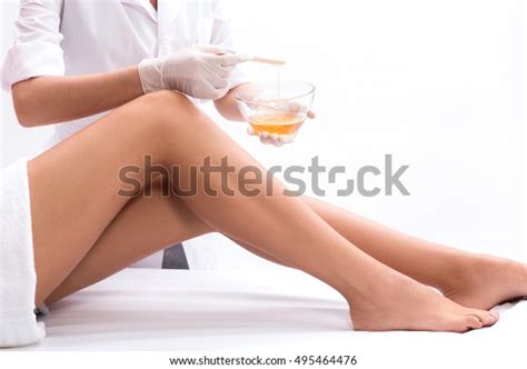 Skillful Cosmetologist Undergoing Waxing Procedure Stock Photo Edit