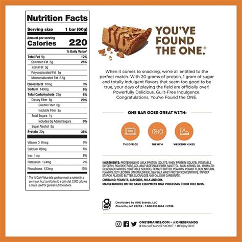 One Bars Peanut Butter Pie Flavored Protein Bars 212 Oz 4 Count Box