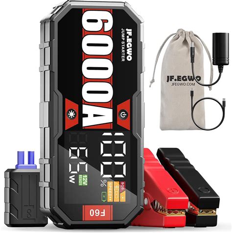 JFEGWO F60 Booster Batterie Voiture 6000A 32000mah Démarreur de