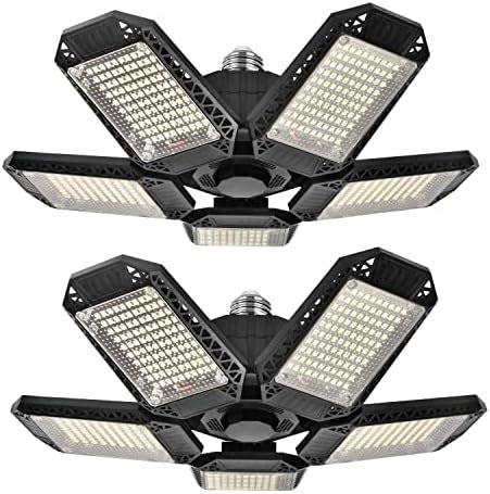 ZZENRYSAM 2 Pack LED Garage Lights 160W Deformable LED Garage Ceiling