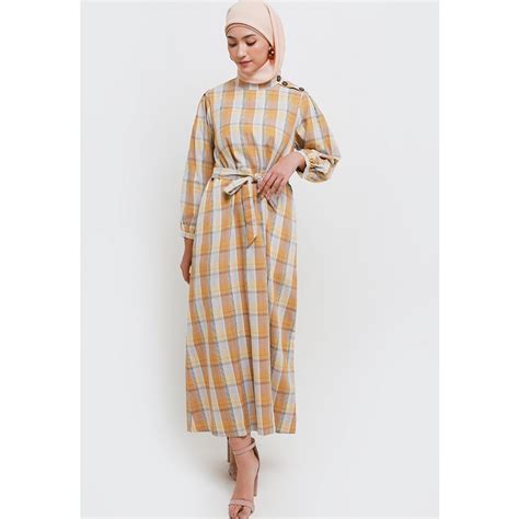 Jual MFMW Lalisa Dress Motif Kotak Kuning Shopee Indonesia