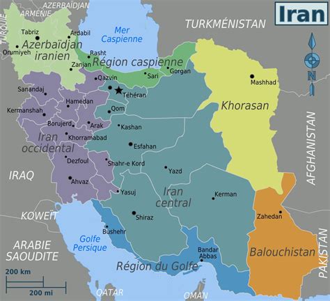 Carte De L Iran En Asie Avec Les R Gions