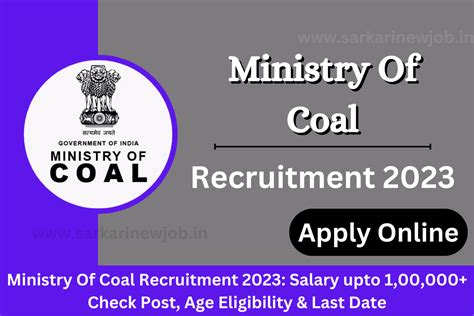 Ministry Of Coal Recruitment 2023 Salary Upto 1 00 000 Check Post