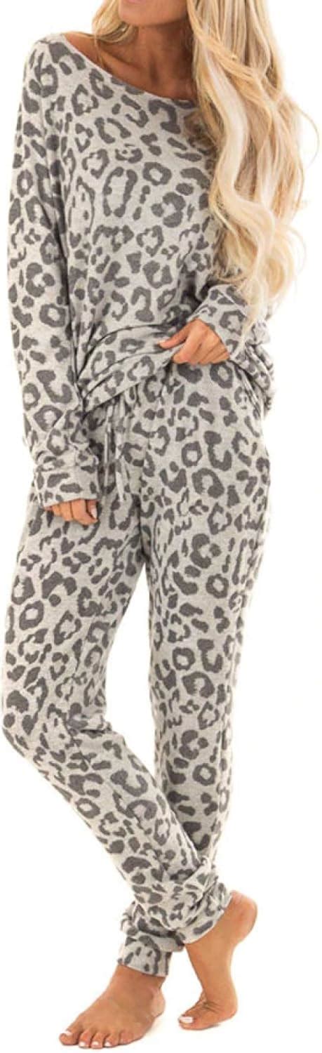 Pijamas con Estampado de Leopardo Conjuntos de Pantalones de chándal