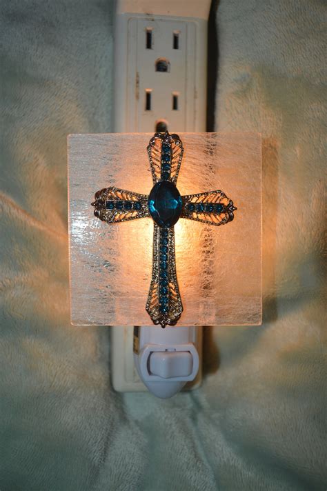 Rhinestone Metal Cross Night Light Nightlight Etsy