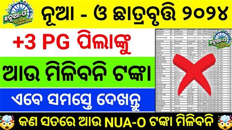 ଆଉ ମଳବନ Nua O ଟଙକ Nua O Scholarship update 2024 nua o scheme