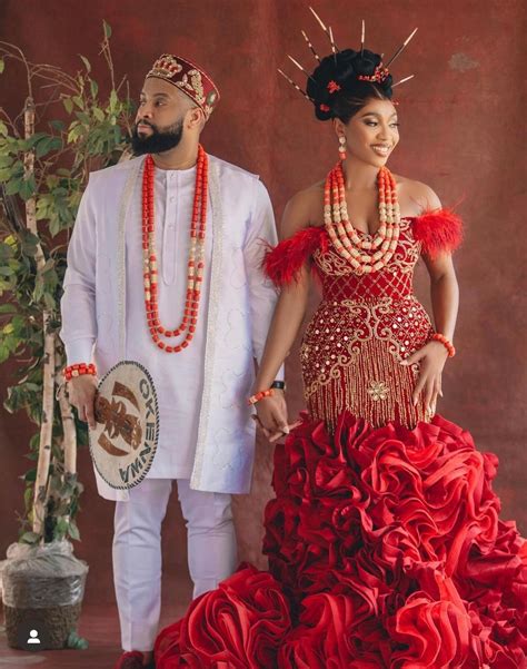 Isiagu Wedding Attire Igbo Couple Traditional Wedding Attire African Clothes Igbo Bride Dress