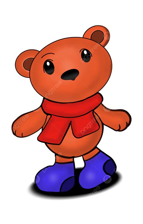 Illustration Of A Cute Teddy Bear With Red Scarf Cute Bear Doll