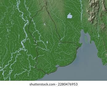 Yangon Division Myanmar Elevation Map Colored Stock Illustration