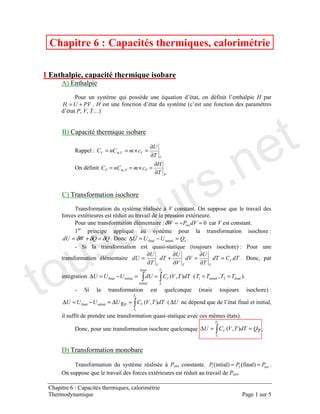 06 capacités thermiques calorimétrie PDF Free Download