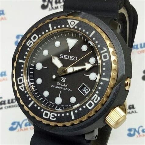 Brand New Seiko Prospex Sne P Solar V Tuna Black Gold Diver