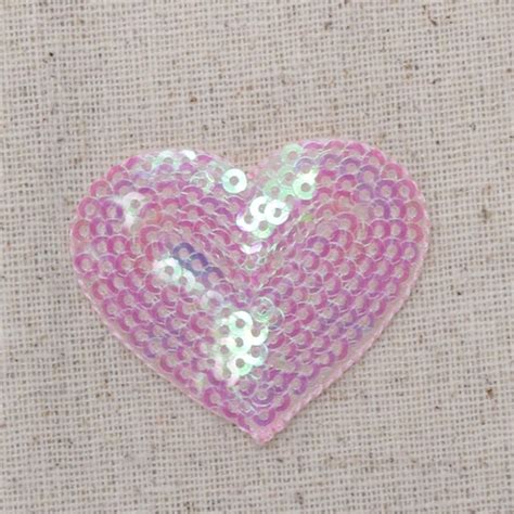 Light Pink Sequin Heart Valentine Iron On Applique Etsy