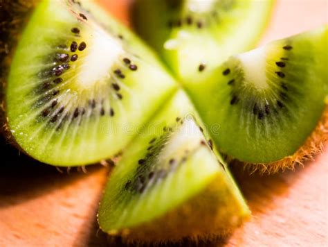 Cut Into Pieces Kiwi Macro Kiwi Cut Into Slices Stock Photo Image