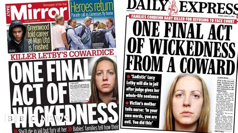 Newspaper Headlines Lucy Letbys Final Act Of Wickedness Bbc News