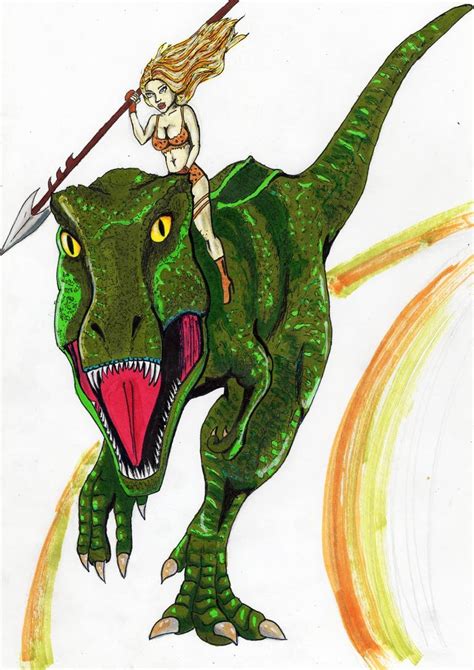 Girl Riding Dinosaur