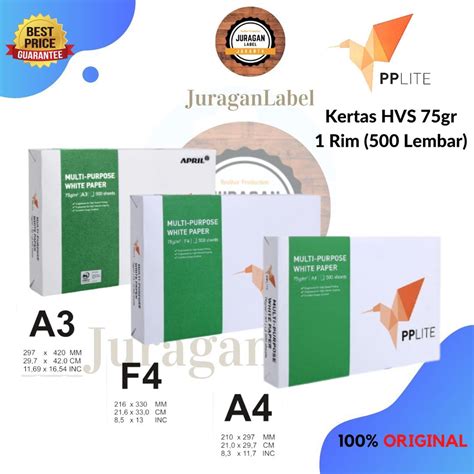 Jual PPLite 75Gr A4 F4 A3 Kertas HVS 1 Rim 500 Lembar Shopee