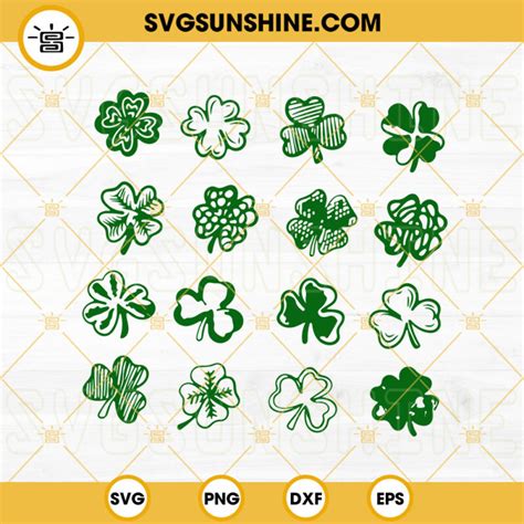 Shamrocks Svg Bundle Four Leaf Clover Svg St Patrick S Day Svg Png