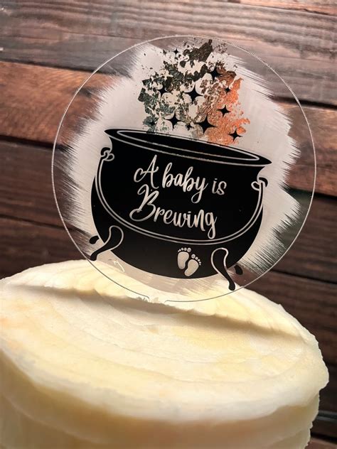 A Baby Is Brewing Cake Topper Halloween Cake Topper Baby Etsy