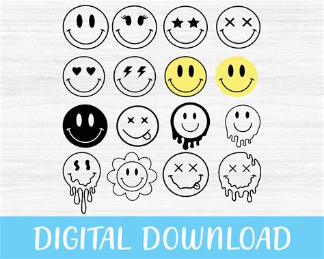 Smiley Face Svg Bundle Smiley Face Svg Happy Face Svg Emoji